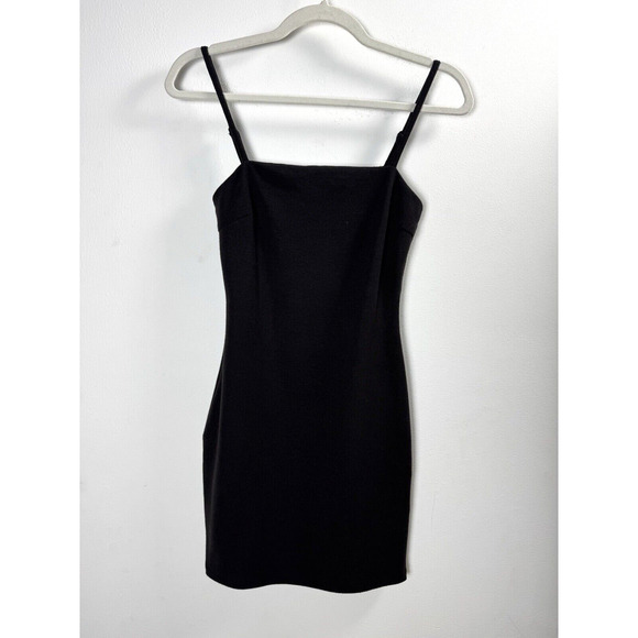 White Fox Rib Knit Bodycon Dress Baddie Coquette Sexy Fitted Casual Simple LBD S - Picture 1 of 9